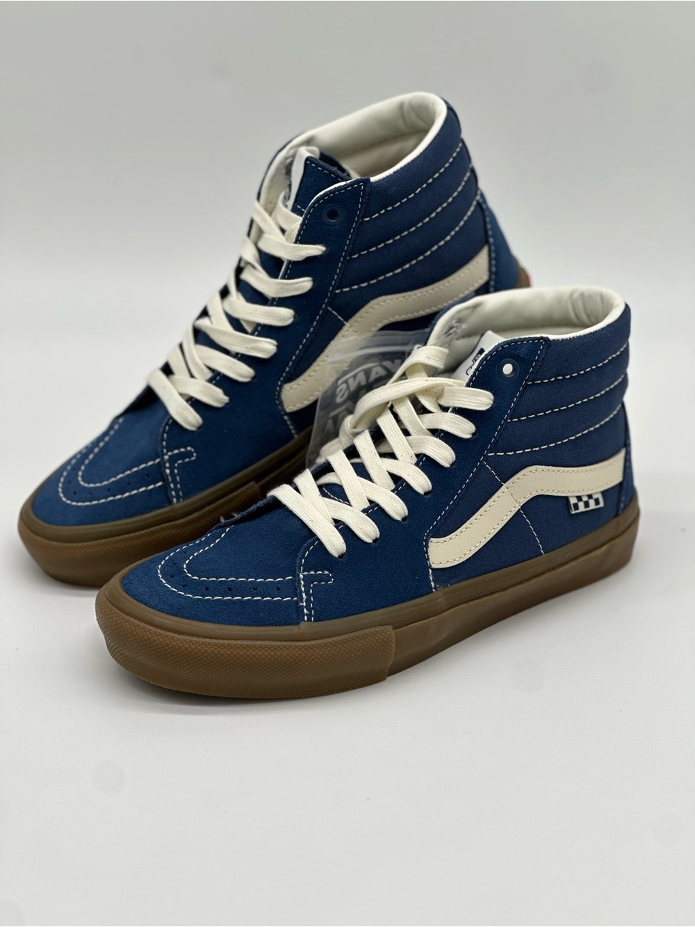 Vans Navy Canvas High-Top Sneakers with Cream Stripe